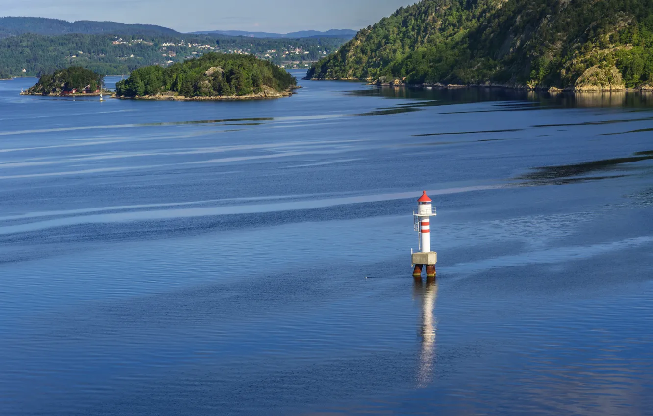 Photo wallpaper photo, lighthouse, island, Norway, Bay, Norway, Oslo
