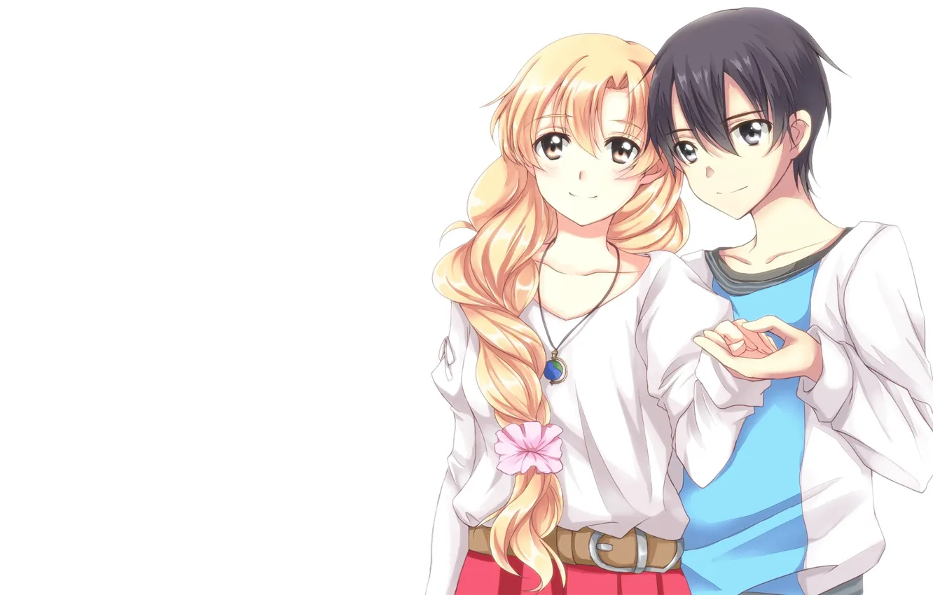 Photo wallpaper anime, art, pair, two, sword art online, sword art online, kirito, Asuna
