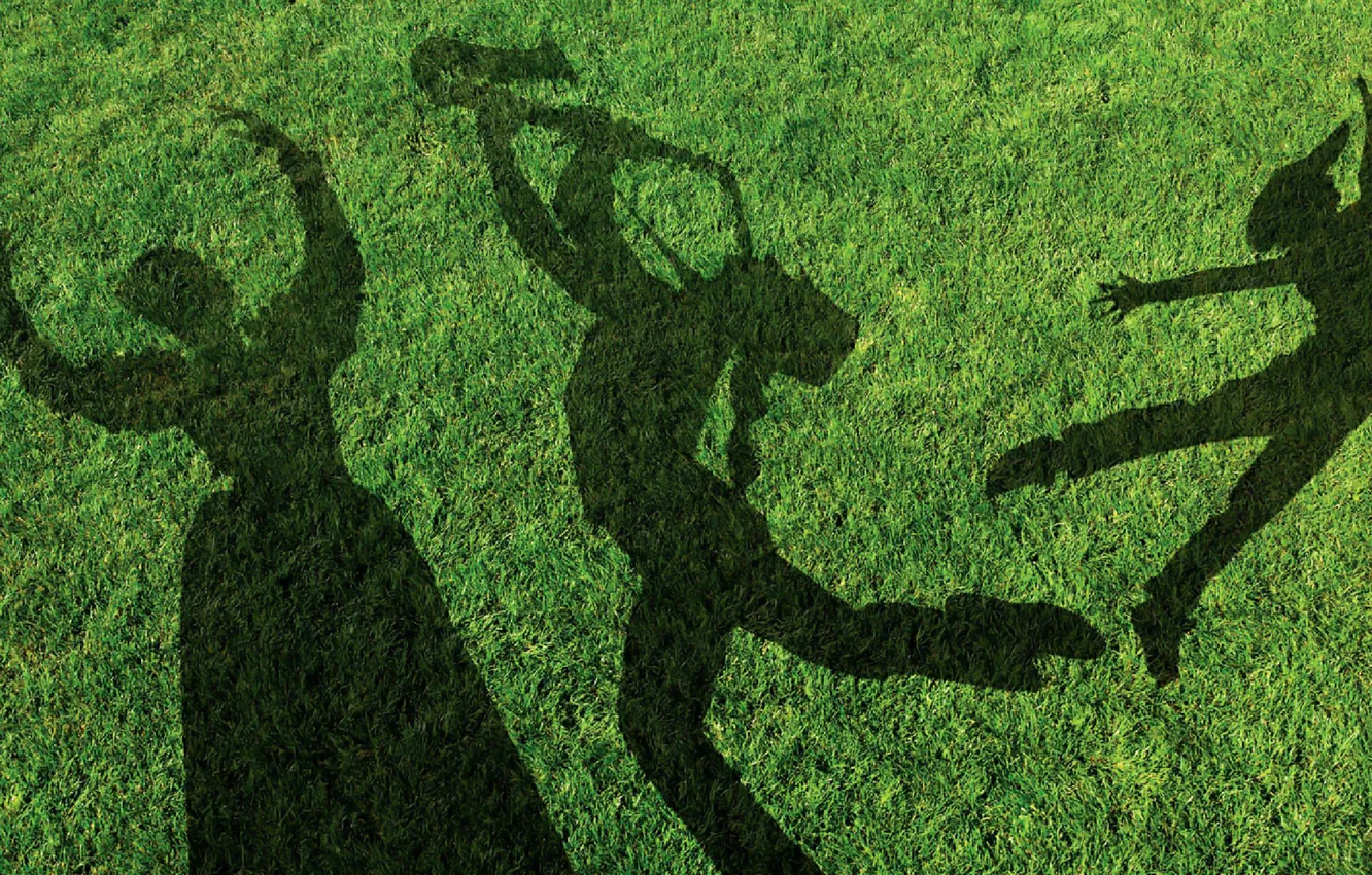 Photo wallpaper grass, people, lawn, dance, shadows, musician