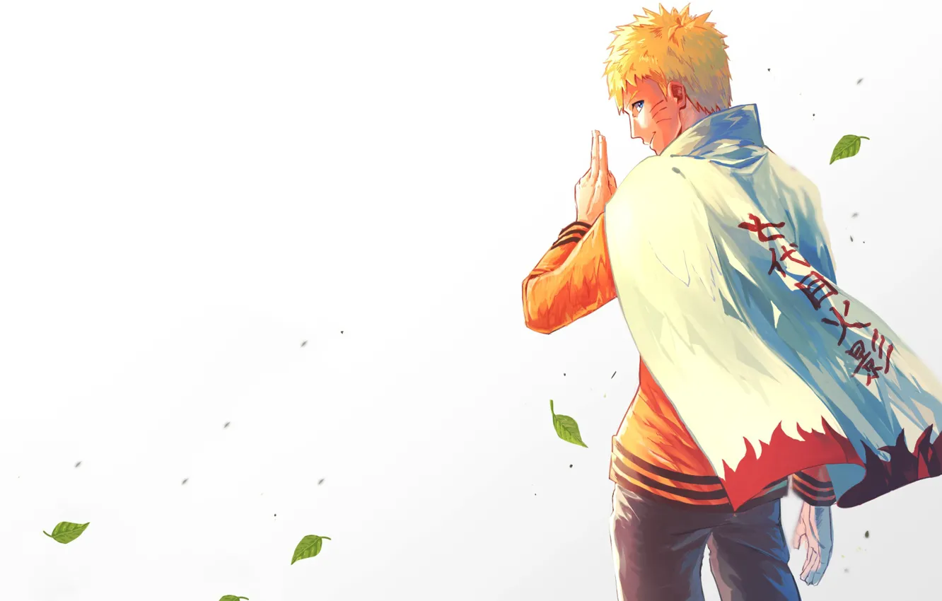 Photo wallpaper leaves, anime, art, guy, Naruto, Naruto, Hokage, Uzumaki Naruto