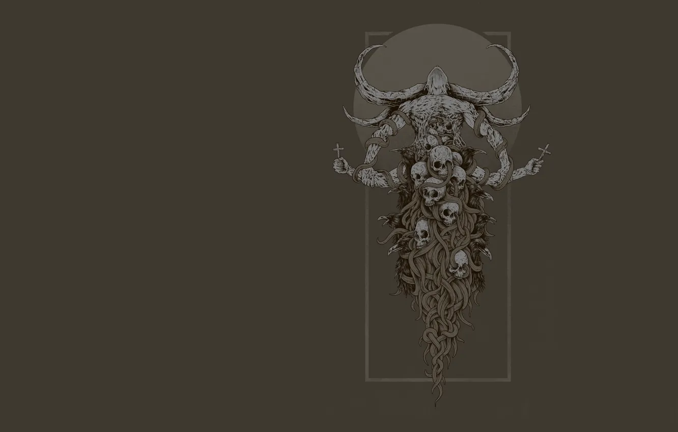 Photo wallpaper style, Gothic, skull, cross, art, possession, Eugene Kamuda
