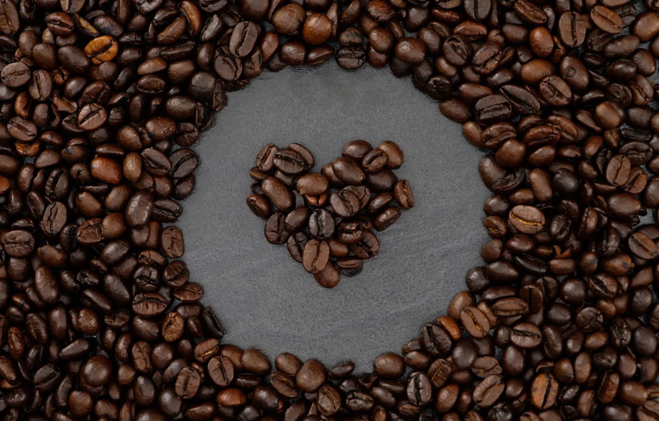 Photo wallpaper background, heart, coffee, grain, love, heart, texture, background