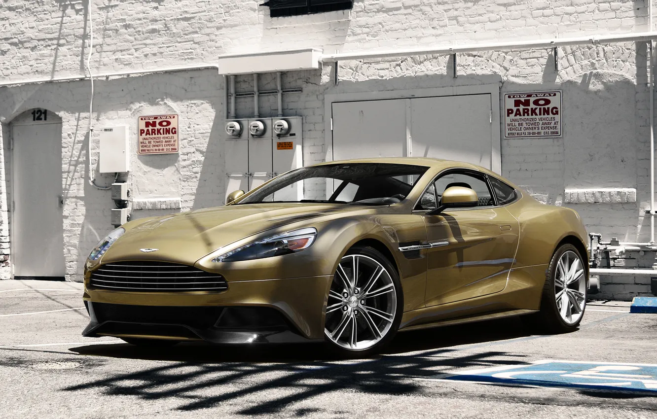 Photo wallpaper Aston Martin, Front, Building, Supercar, Vanquish