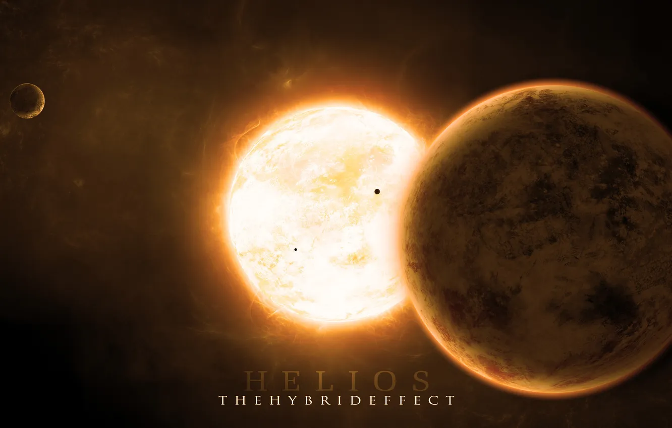 Photo wallpaper stars, planet, satellite, the solar corona