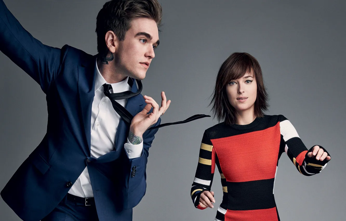 Photo wallpaper look, girl, dress, male, Dakota Johnson