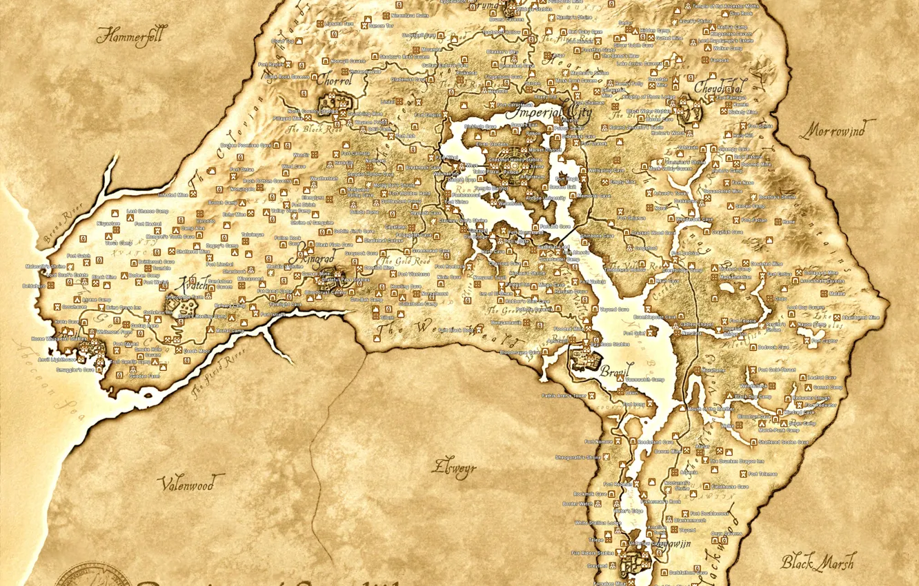 Photo wallpaper map, brown, Oblivion