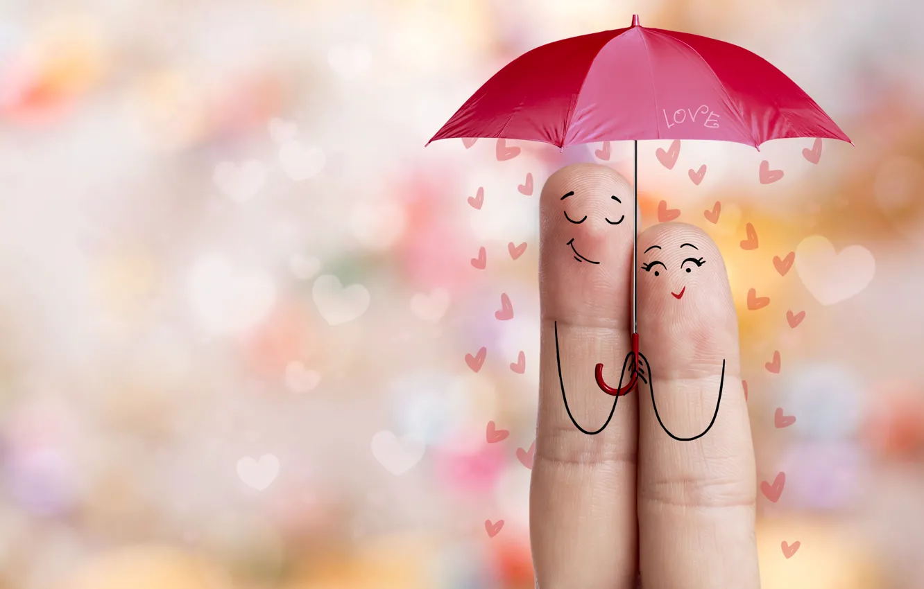 Photo wallpaper Heart, Umbrella, Holiday, Valentine's Day, Valentine's Day