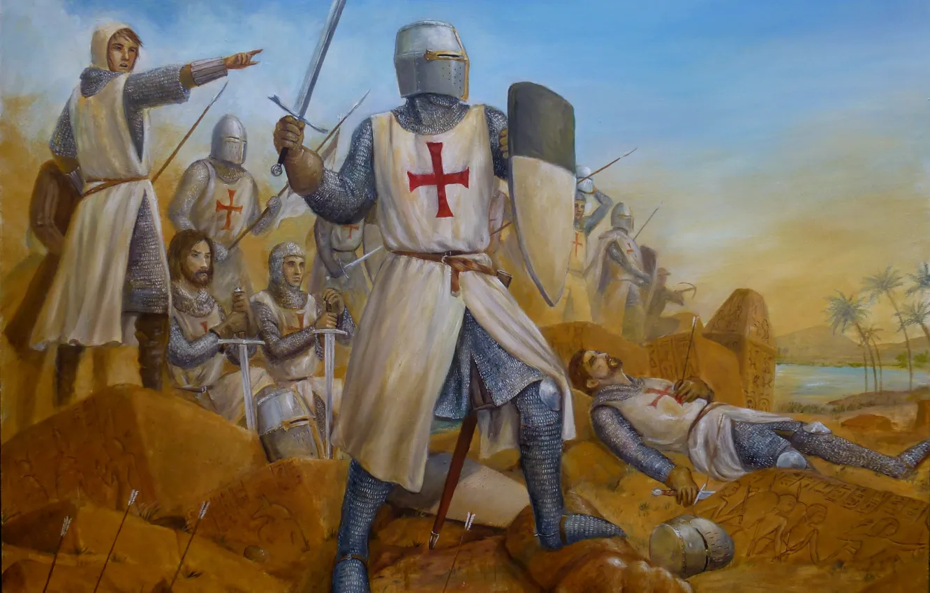 Photo wallpaper sword, Templar, shield, knight, mail, the middle ages, Crusader, Spiritually-knightly order