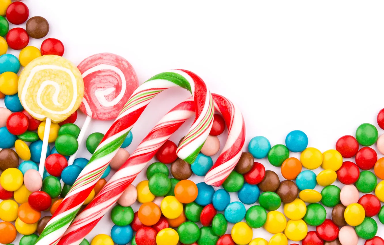 Photo wallpaper colorful, candy, lollipops, sweet, candy