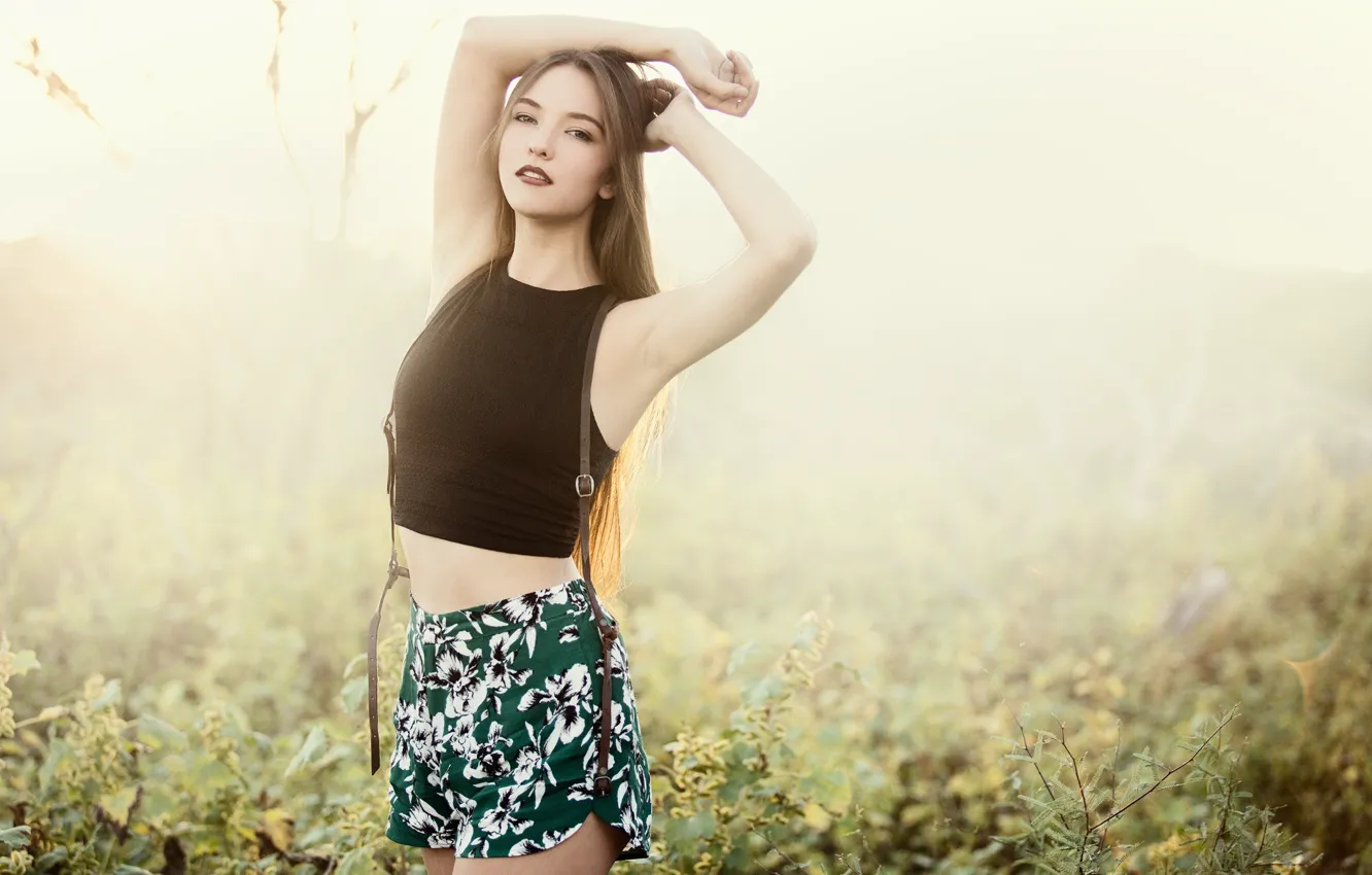 Photo wallpaper Girl, Light, Model, Sun, Forest, Fashion, Desert, Natural