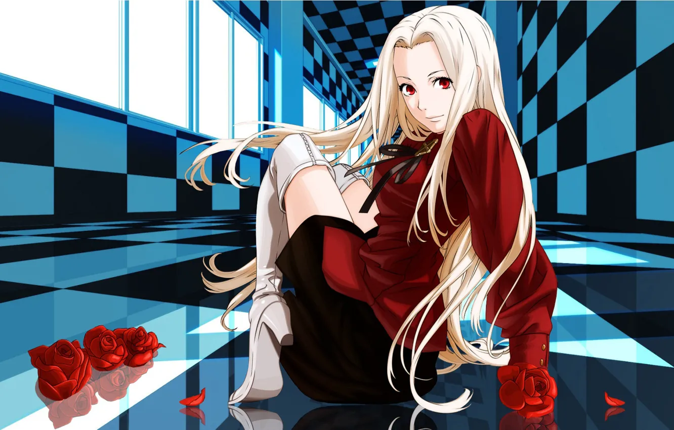Photo wallpaper girl, anime, art, blonde, boots