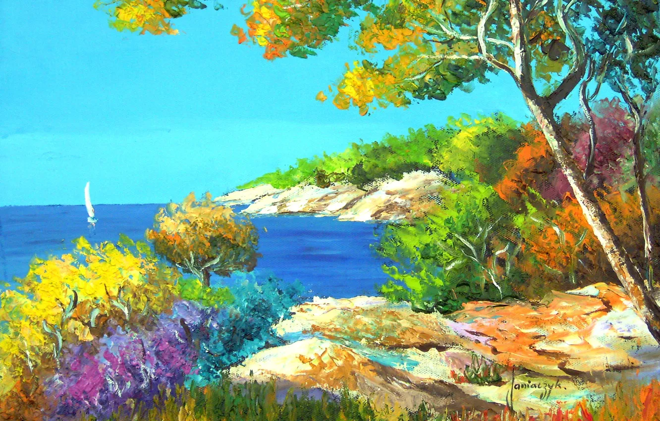 Photo wallpaper sea, landscape, shore, art, artist, impressionist, jean marc janiaczyk