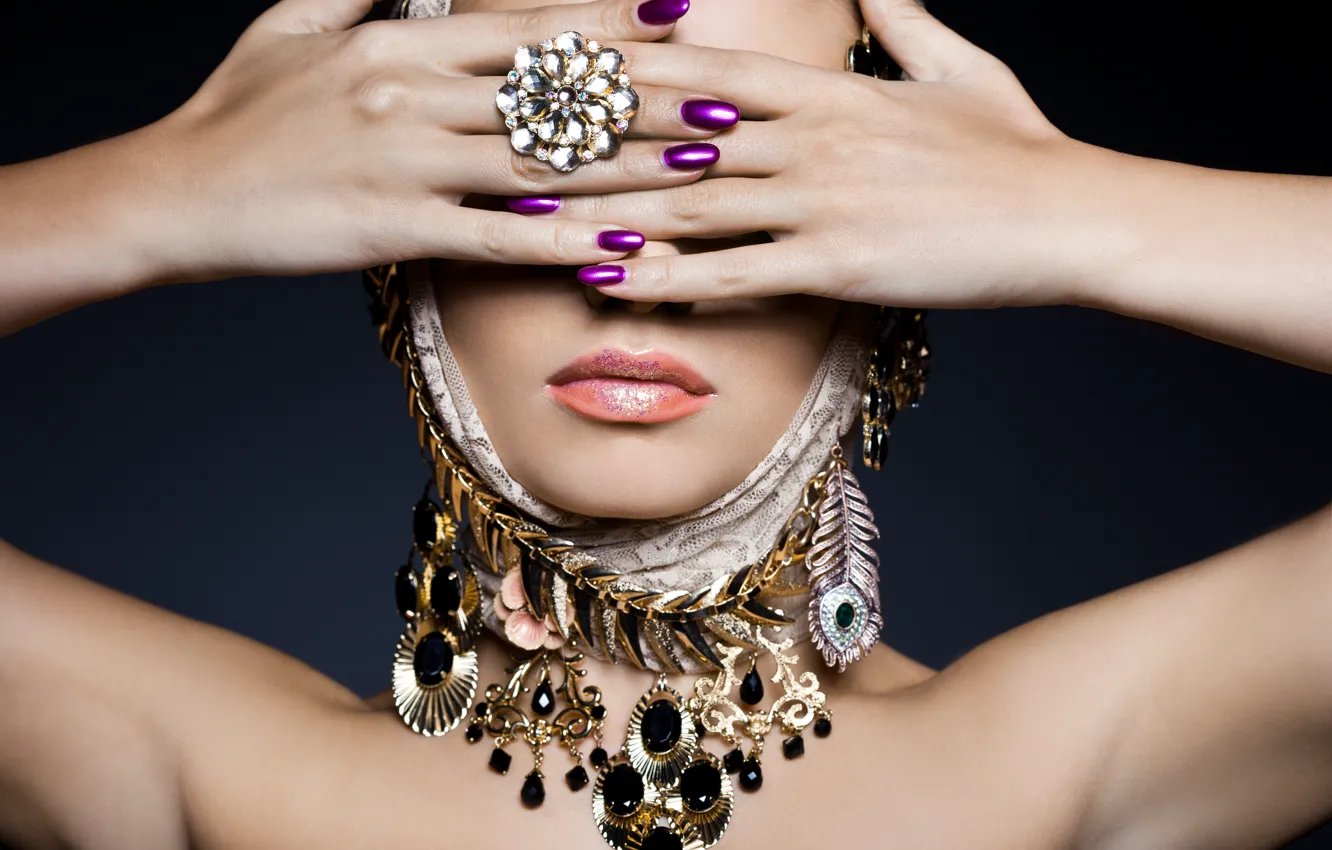 Photo wallpaper woman, rings, jewelry