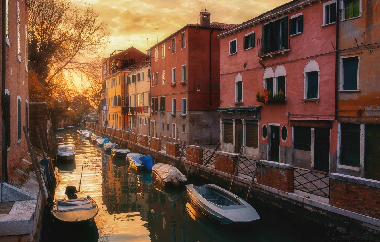 Photo wallpaper street, building, home, boats, Italy, Venice, channel, Italy