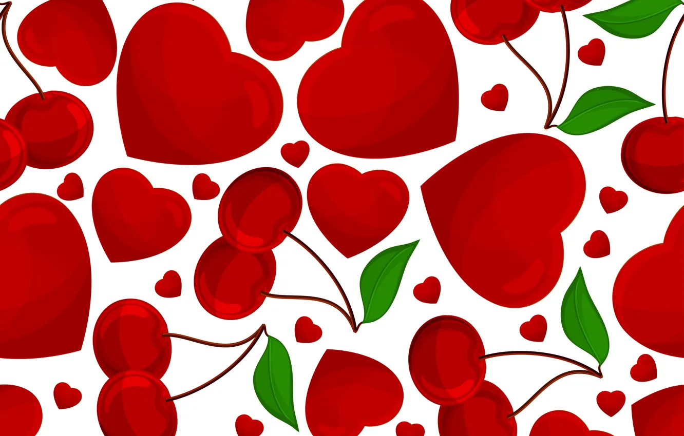 Photo wallpaper texture, hearts, cherry, texture, hearts, cherry