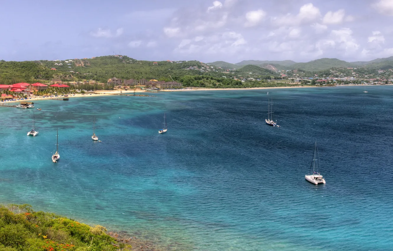 Photo wallpaper vacation, Bay, yacht