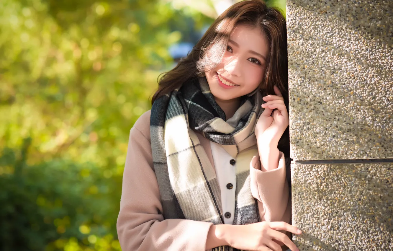 Photo wallpaper look, girl, face, smile