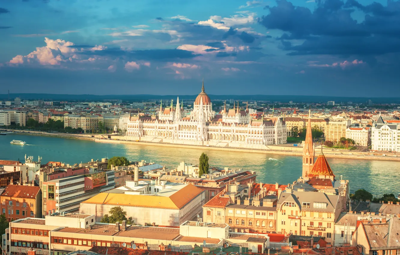 Photo wallpaper summer, the city, blur, bokeh, clear day, view, Hungary, Hungary