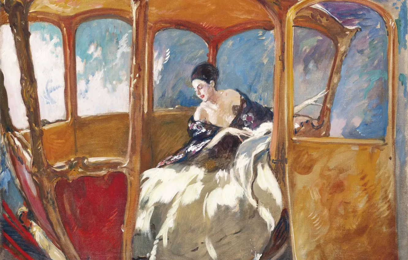 Photo wallpaper dress, 1921, Jean-Gabriel Domergue, Its convenient location the Princess in her carriage