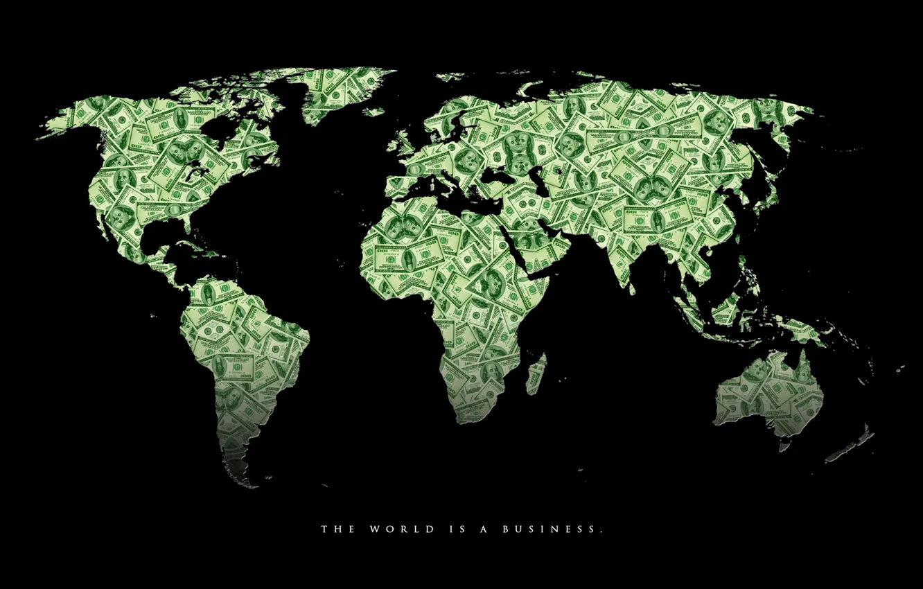 Photo wallpaper the world, map, money, dollar