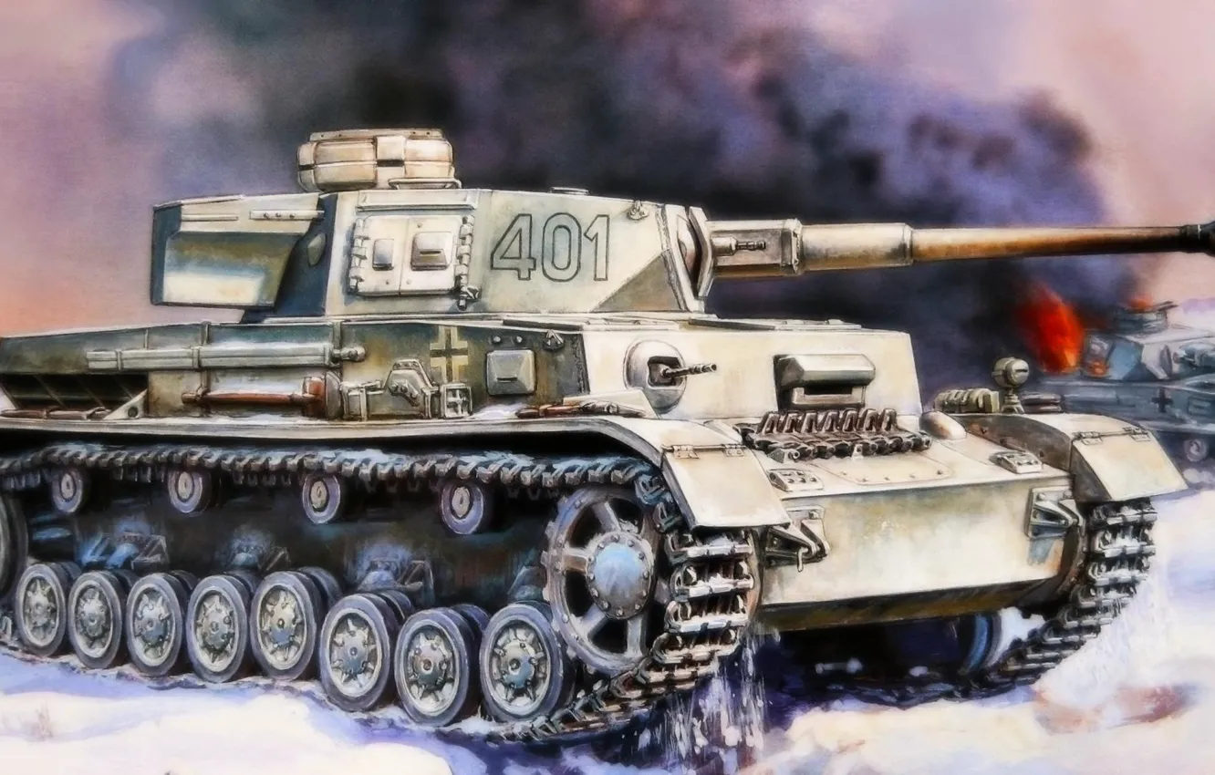Photo wallpaper war, art, tank, ww2, german tank, panzerkampfwagen, tank, tank lV
