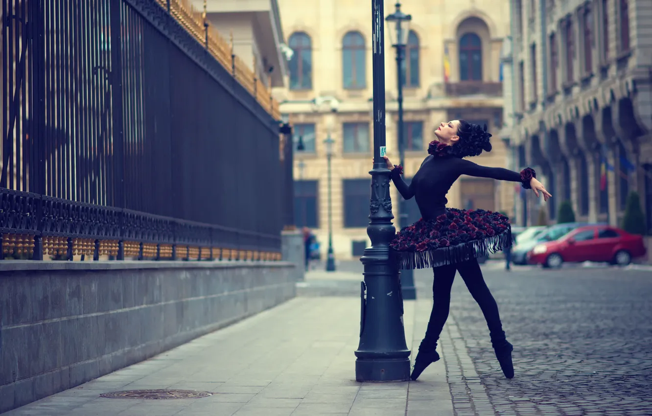 Photo wallpaper the city, dance, ballerina, Urban Swan Black