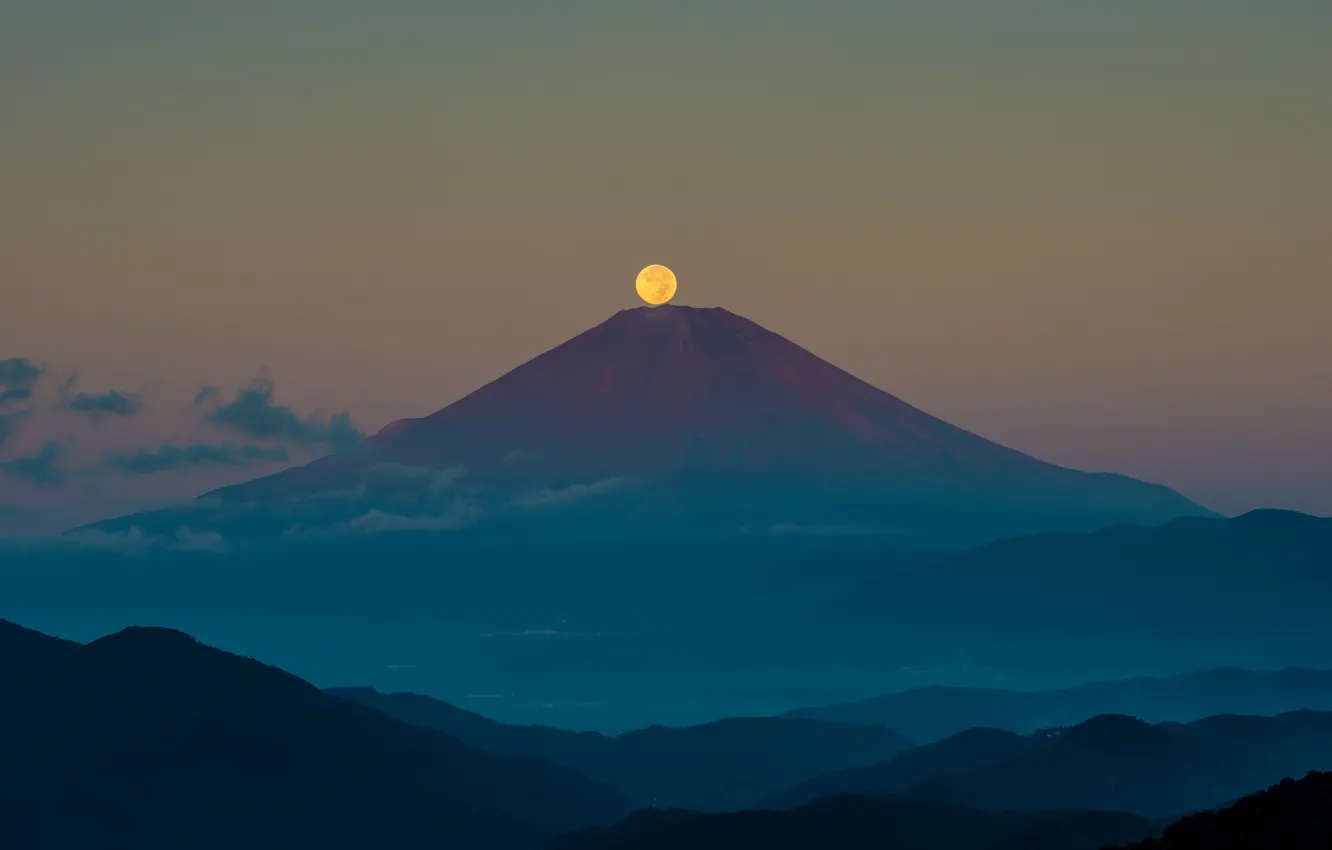 Photo wallpaper autumn, the sky, night, the moon, mountain, Japan, Fuji, September