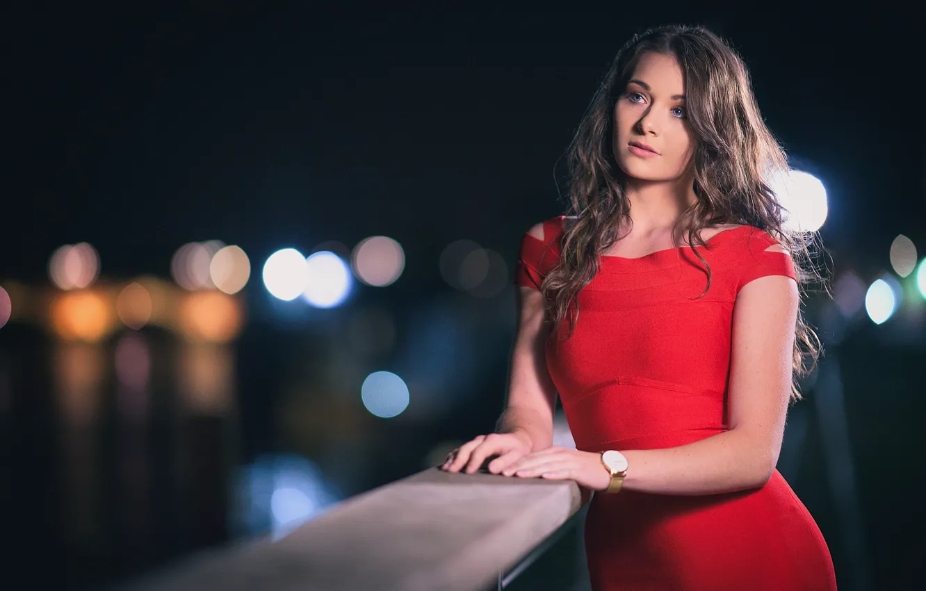 Photo wallpaper girl, dress, in red, Laws