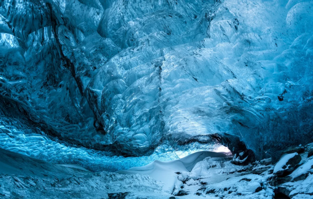 Photo wallpaper ice, blue, snow, cave, Ice Cave