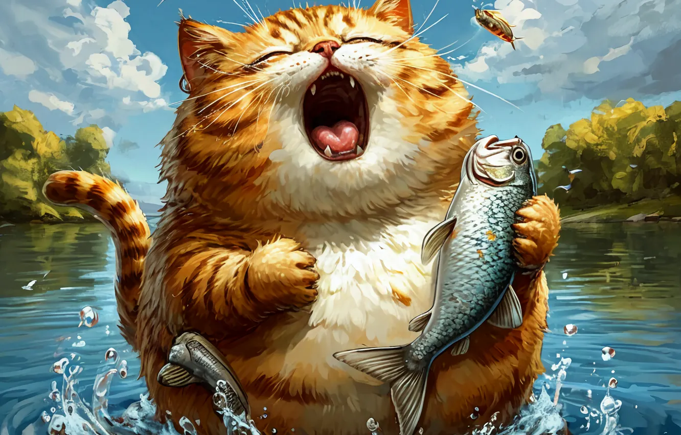 Photo wallpaper cat, cat, AI ART