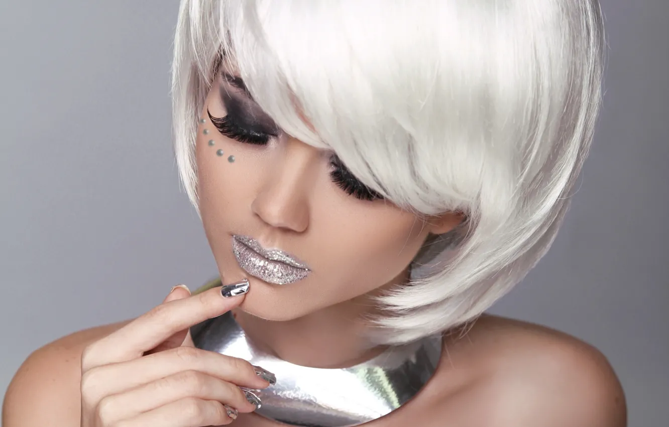 Photo wallpaper girl, model, makeup, blonde