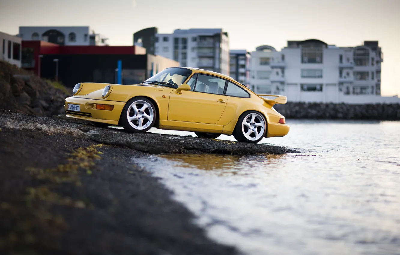 Photo wallpaper Carrera 4, Porsche 911, yellow, Supercharged