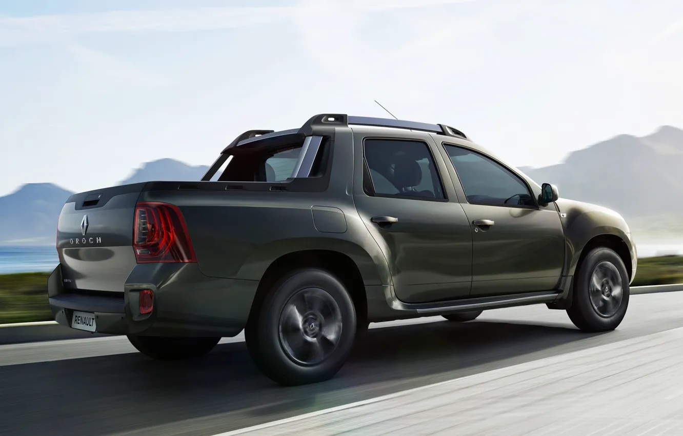 Photo wallpaper car, Renault, logo, street, Duster, montain, Renault Duster, Duster Oroch