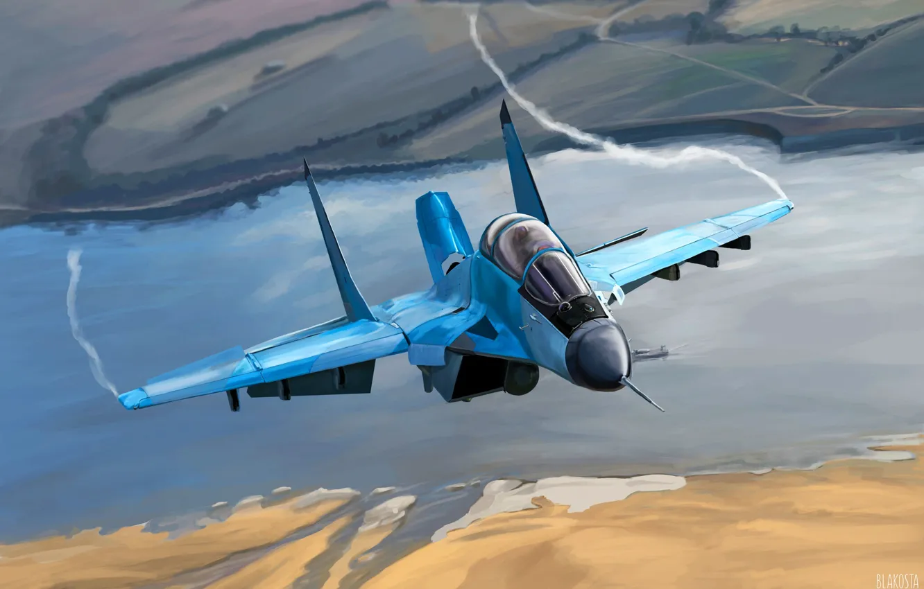 Photo wallpaper Figure, The plane, Flight, Fighter, Wings, Russia, BBC, MiG-35