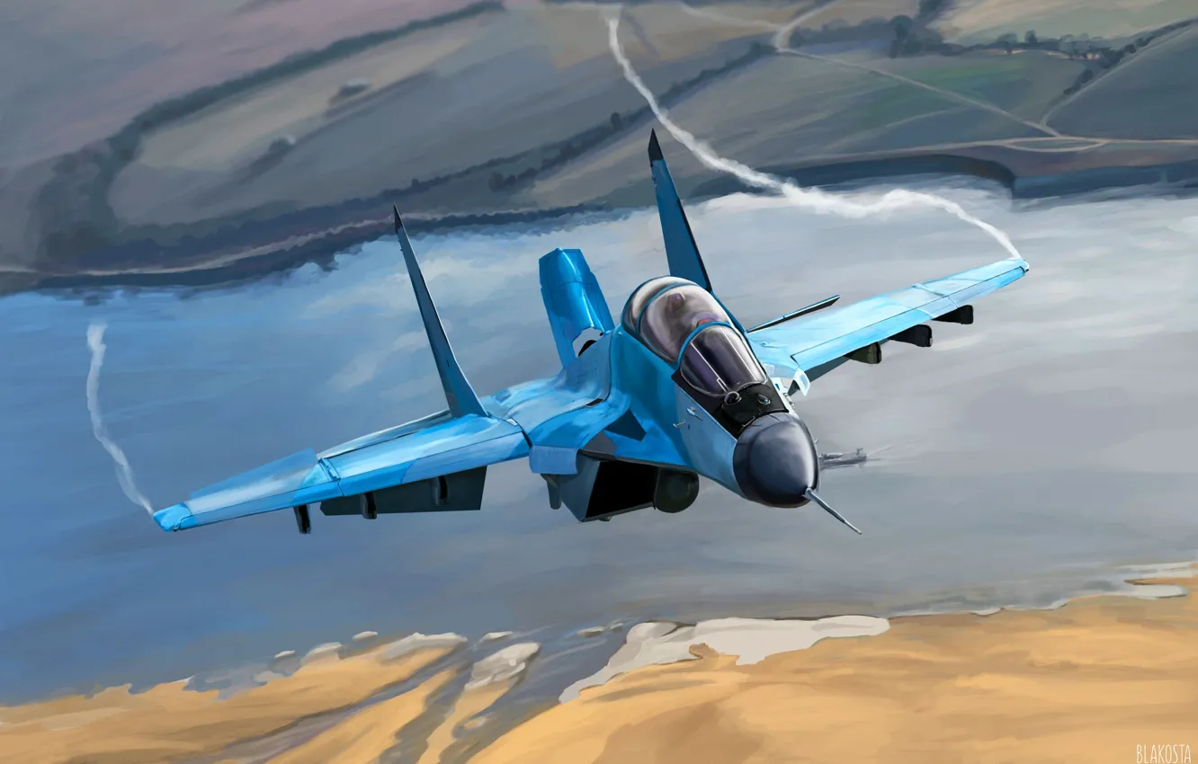 Photo wallpaper flight, figure, wings, fighter, Russia, the plane, BBC, MiG-35