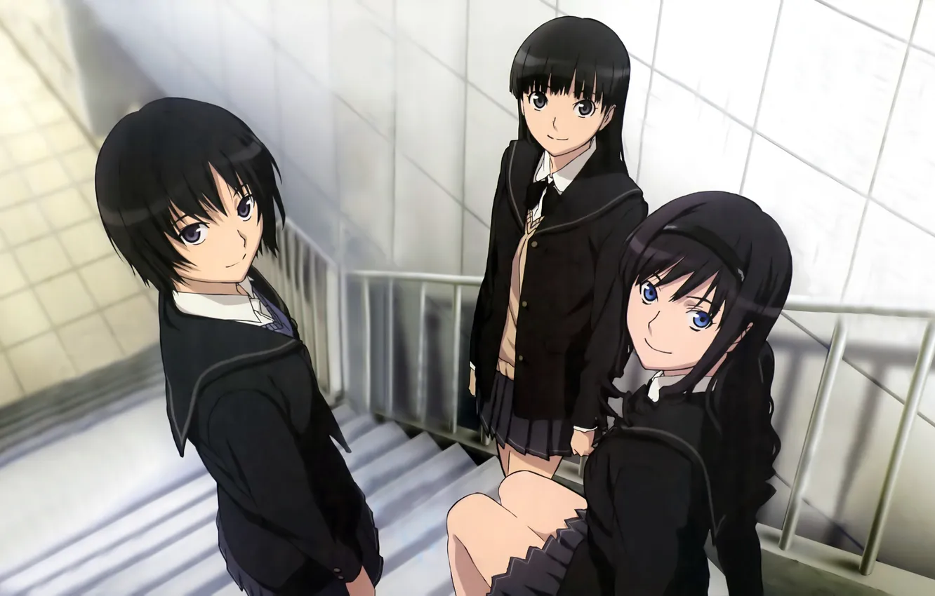 Photo wallpaper girl, ladder, form, schoolgirl, amagami, ayatsuji tsukasa, morishima haruka, Nanasaki Ai