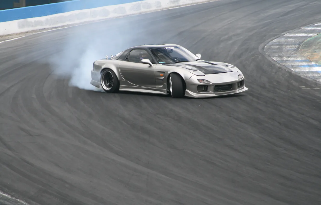 Photo wallpaper machine, track, drift, Mazda, drift, car, RX-7