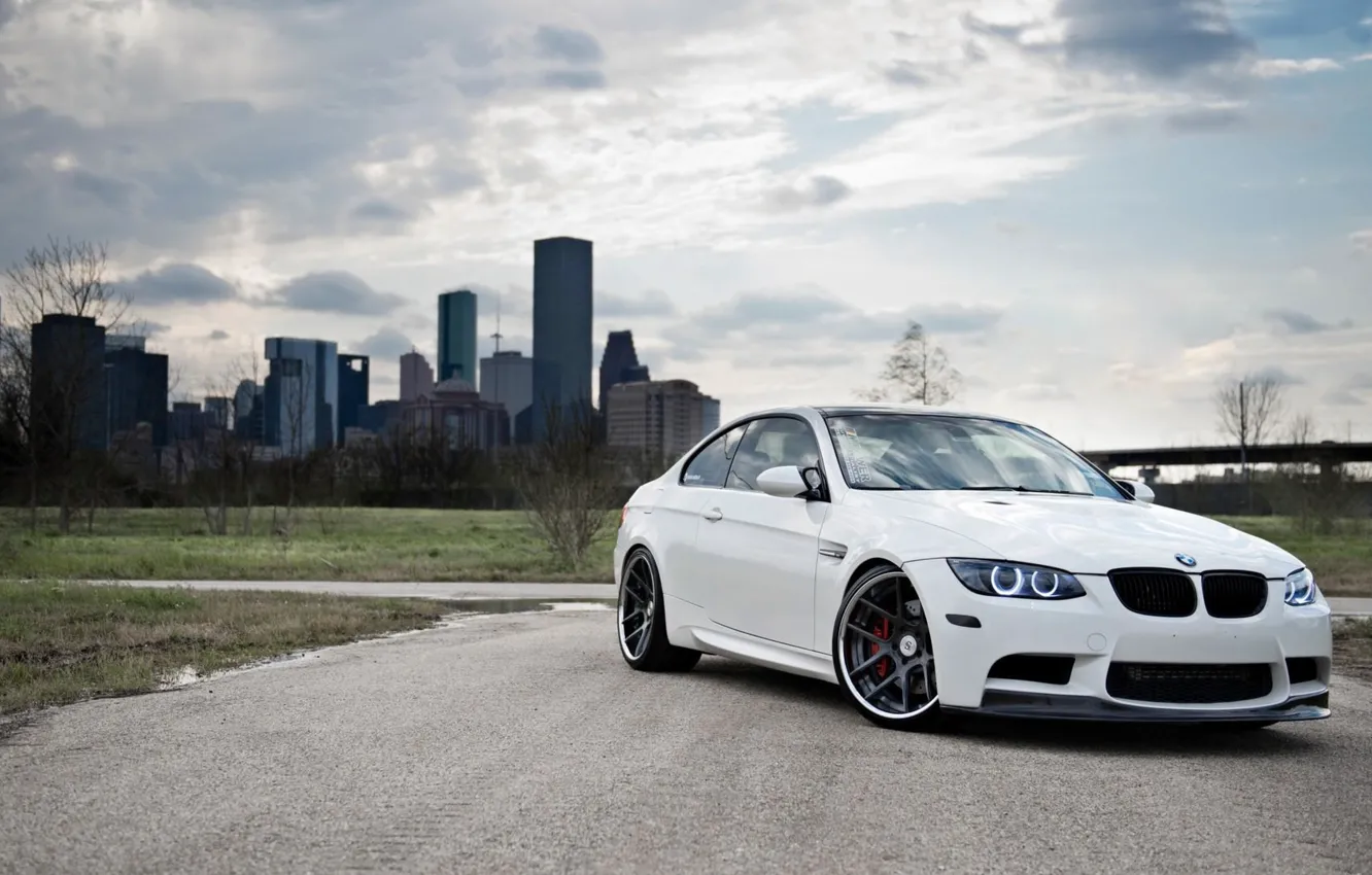 Photo wallpaper bmw, white, e92, m3, running lights