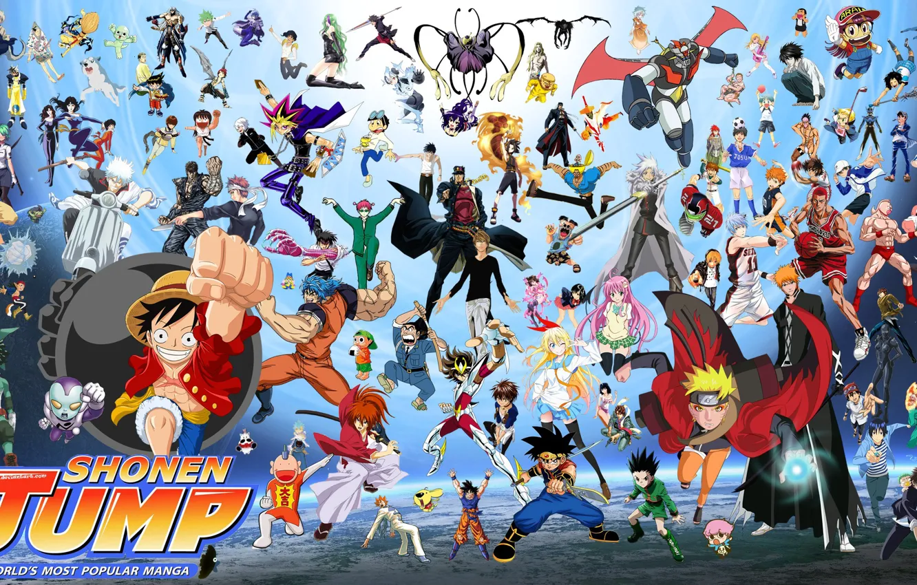 Photo wallpaper game, Bleach, Naruto, One Piece, anime, crossover, asian, manga