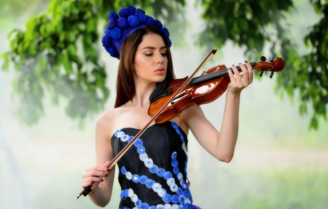 Photo wallpaper girl, music, violin