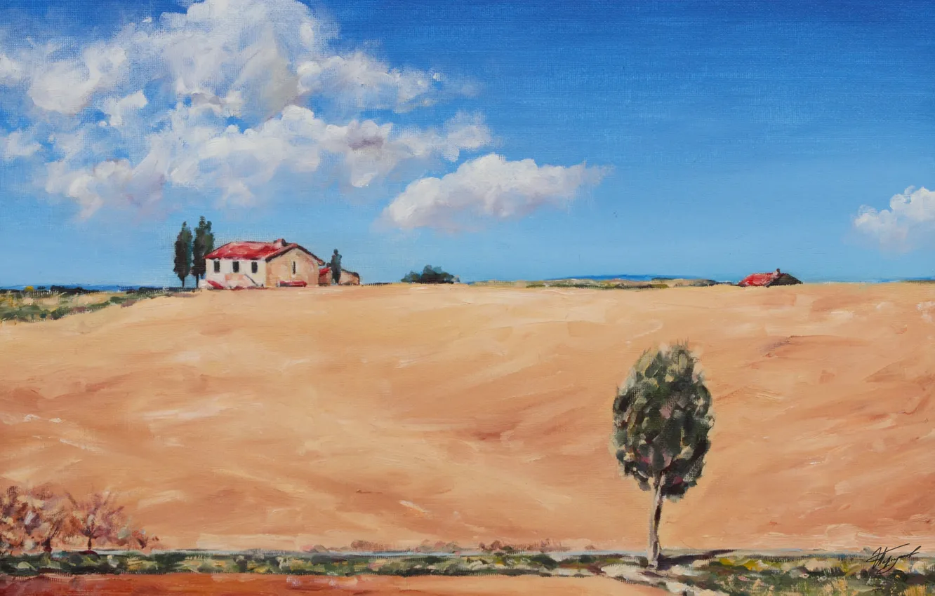 Photo wallpaper field, the sun, France, artist, painting, impressionism, Provence, canvas oil