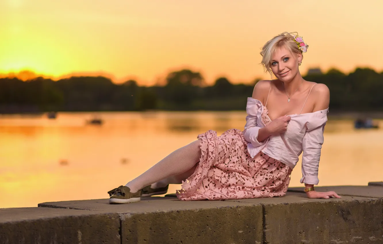 Photo wallpaper girl, Blondie, Julianna, Dmitry Medved