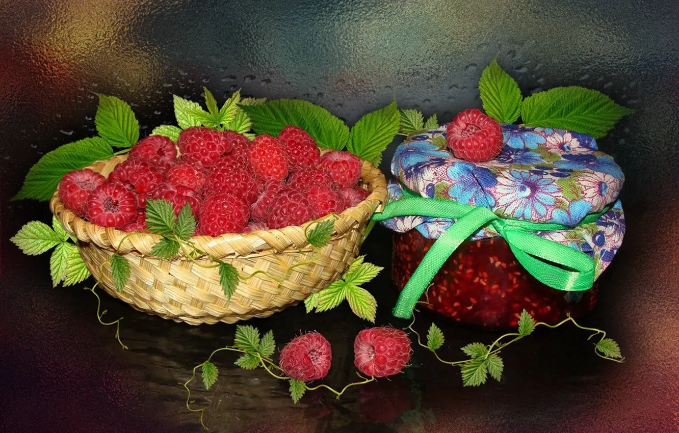 Photo wallpaper raspberry, berry, still life, the Wallpapers, author's photo by Elena Anikina, raspberry jam
