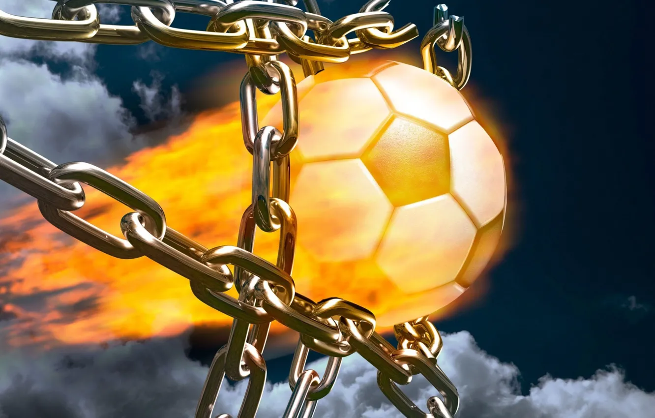 Photo wallpaper lights, football, sport, the ball, chain, goal