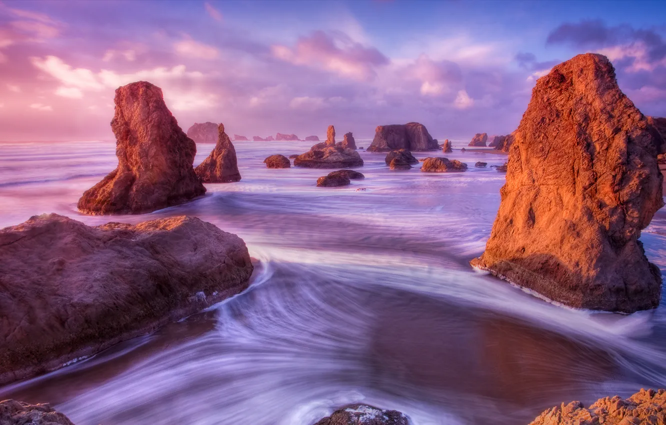 Photo wallpaper sea, the sky, water, landscape, squirt, nature, stones, the ocean