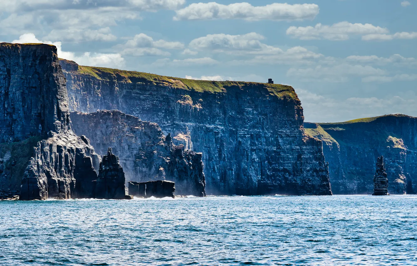 Photo wallpaper wave, the sky, clouds, landscape, mountains, nature, open, the ocean