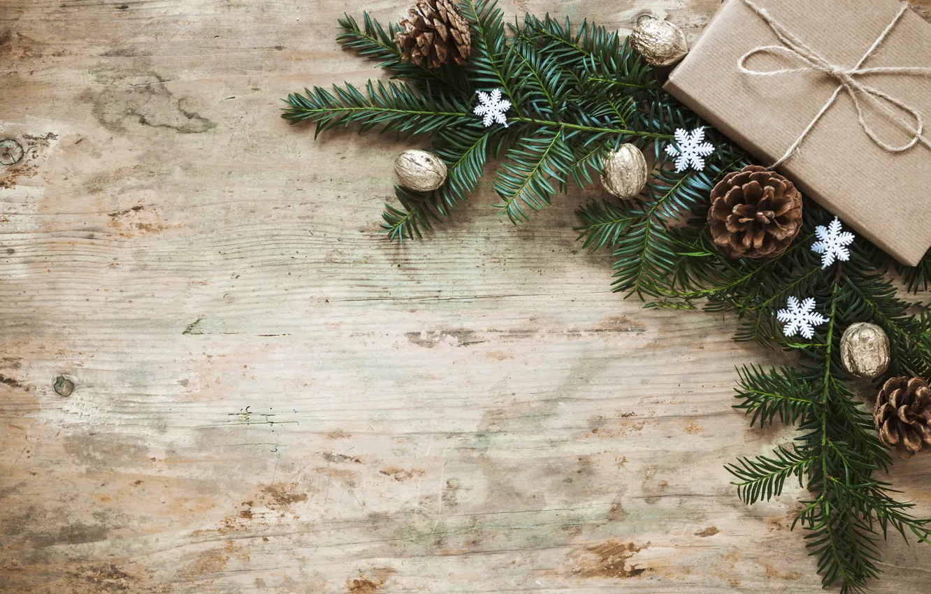 Photo wallpaper gift, balls, new year, Christmas, Christmas, balls, wood, New Year