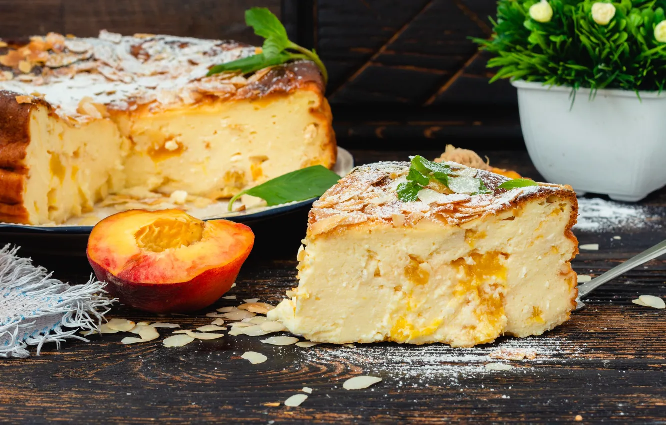 Photo wallpaper peaches, mint, cheesecakes