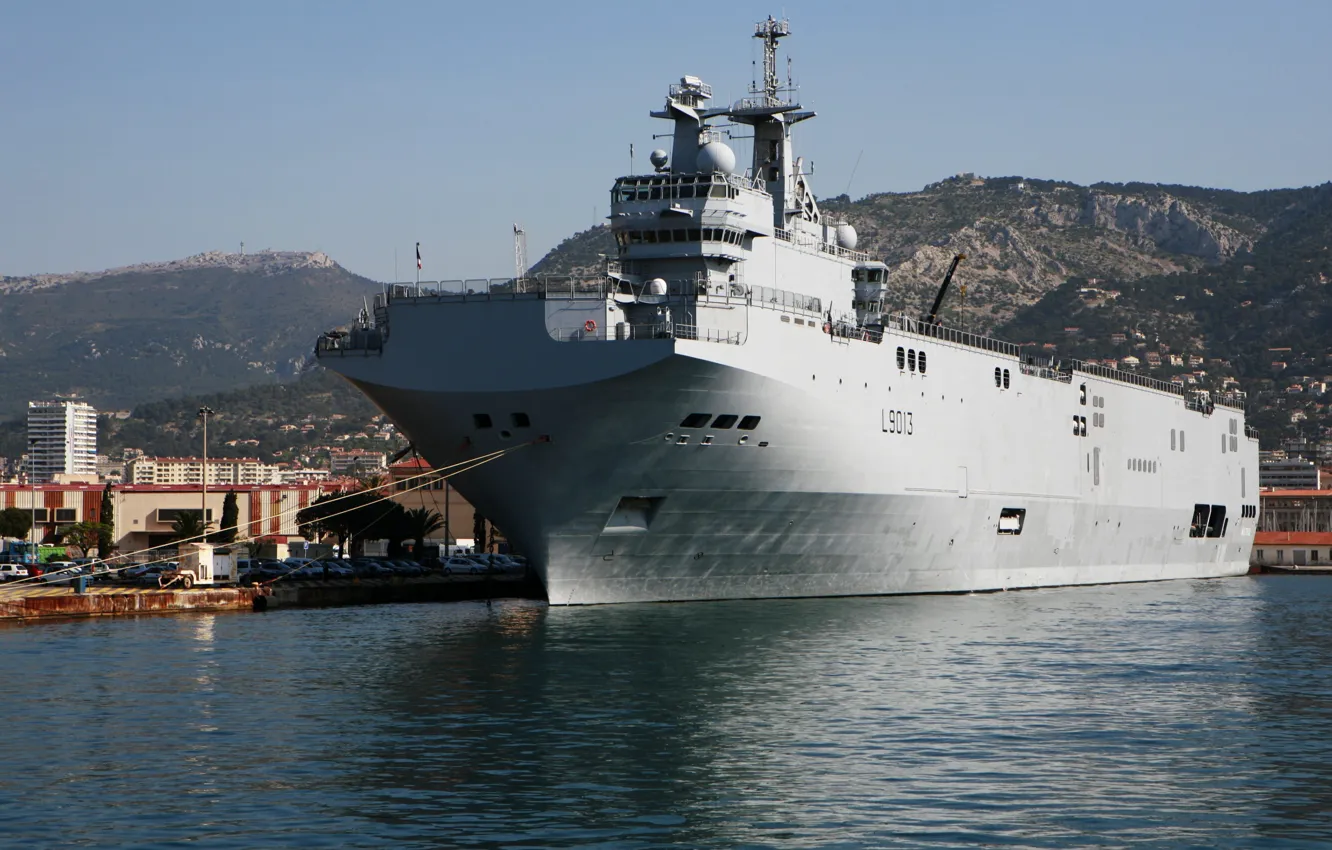 Photo wallpaper French Navy, Mistral, helicopter