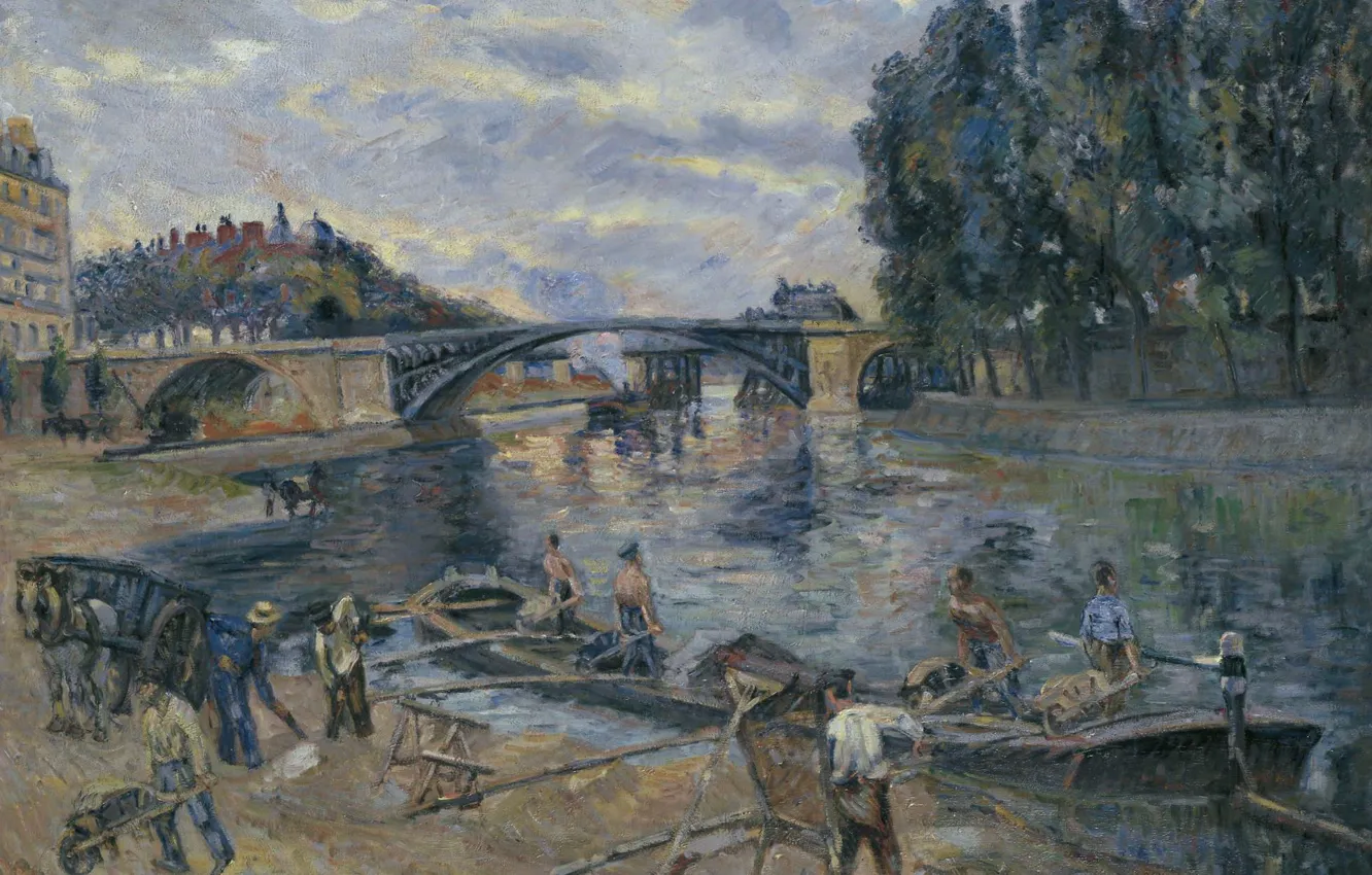 Photo wallpaper river, picture, the urban landscape, Arman Hyomin, Armand Guillaumin, The Bridge Of Sully. Paris